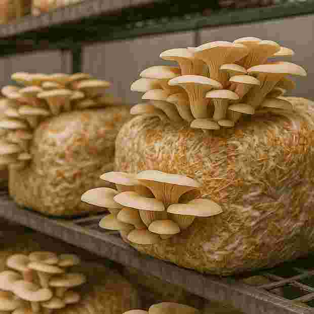 Oyster mushrooms cultivated on wheat straw agri-waste